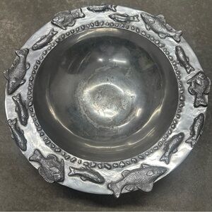 Mariposa Silver Fish-Accented Bowl vintage 18" serving bowl